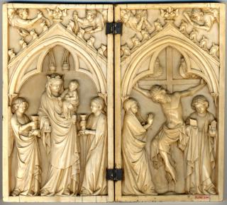 Diptych, 1 register, 1 arch across (plaquettes) (Front)