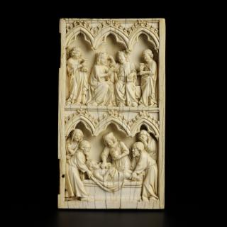 Wing, right (fragment of a diptych), 2 registers, 3 arches across (frise d'arcatures) (Front)