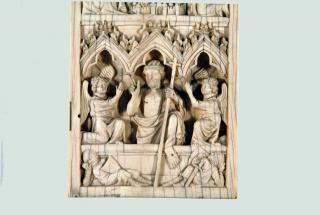 Wing, right (fragment of a diptych), 2 registers, 3 arches across (frise d'arcatures) (Detail, front)