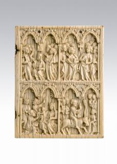 Wing, right (fragment of a diptych), 2 registers, 4 arches across (colonnettes; frise d'arcatures) (Front)