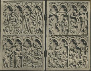 Diptych, 2 registers, 4 arches across (frise d'arcatures, colonnettes) (Front)