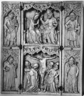 Triptych, 2 registers, with ogee arches; known as the Triptych of John Grandisson (Front)