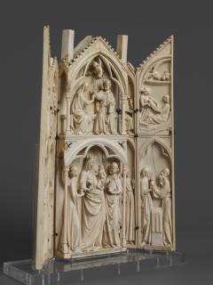Gabled polyptych, 2 registers (tabernacle; frise d'arcatures; colonnettes) (Side)