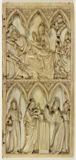 Diptych, 2 registers, 3 arches across, bands of rosettes (frise d'arcatures; décor de roses) (Wing, right)