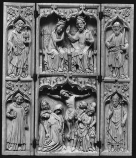 Triptych, 2 registers, with ogee arches; known as the Triptych of John Grandisson (Front)