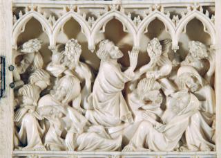 Diptych, 3 registers, 5 arches across (frise d'arcatures) (Detail, right wing)