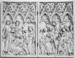 Diptych, 1 register, 3 arches across (plaquettes; frise d'arcatures) (Front)