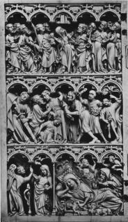Diptych, 3 registers, 5 arches across (frise d'arcatures; colonnettes) (Wing, left)