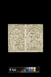 Panel (fragment of a casket), 1 register, 2 arches across (coffret; frise d'arcatures) (Front)