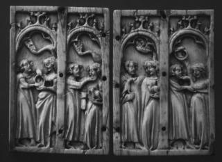 Panel (fragment of a casket lid), 1 register, 2 arches across (frise d'arcatures; coffret) (Front)