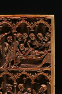 Wing, right (fragment of a diptych), 2 registers, 4 arches across (frise d'arcatures; colonnettes) (Front, detail)