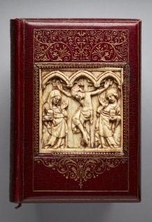 Panel, 1 register, 3 arches across (plaquette; frise d'arcatures; possibly fragment of a diptych); reused as part of a book cover (Front)