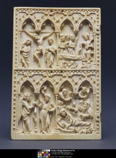 Wing, left (fragment of a diptych), 2 registers, 4 arches across (frise d'arcatures; colonnettes) (Front)