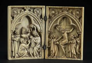 Diptych, 1 register, 1 arch across (frise d'arcatures) (Front)