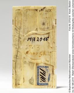 Bottom of a box for goldsmith scales and weights, 1 register, 3 arches across (boîte à poids et à balance; plaquette; frise d'arcatures) (Back)