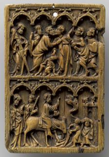 Wing, left (part of a diptych), 2 registers, 4 arches across (frise d'arcatures) (Front)