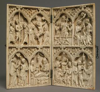 Diptych, 2 registers, 2 arches across (frise d'arcatures; colonnettes) (Front)