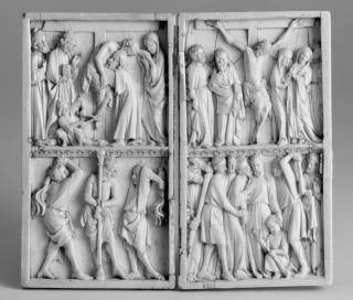 Diptych, 2 registers, bands of rosettes (décor de roses) (Front)
