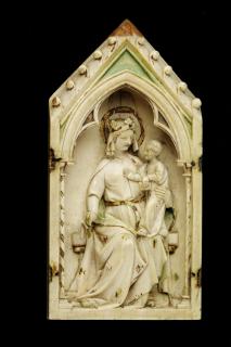 Gabled centre panel (fragment of a triptych), 1 register, 1 arch across (colonnettes; tabernacle) (Front)