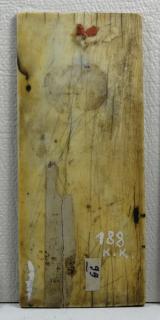 Wing, right (fragment of a polyptych; lower register), 1 register, 1 arch across (plaquette; tabernacle) (Back)