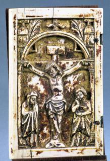 Wing, left (fragment of a diptych), 1 register, 1 arch across (plaquette; colonnettes) (Front)