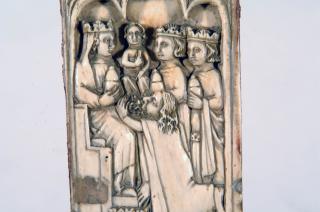 Wing, left (fragment of a diptych), 1 register, 3 arches across (plaquette) (Detail, front)