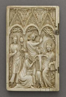 Wing, left (fragment of a diptych), 1 register, 3 arches across (plaquette; frise d'arcatures) (Front)