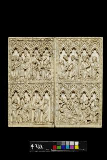 Diptych, 2 registers, 4 arches across (frise d'arcatures, colonnettes) (Front)