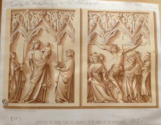 Diptych, 1 register, 3 arches across (frise d'arcatures; plaquettes) (Front)