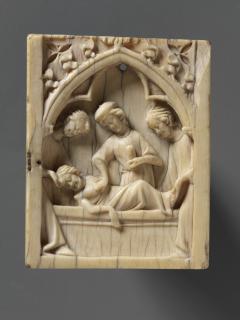 Wing, right (fragment of a diptych; lower register), 1 register, 1 arch across (plaquette) (Front)