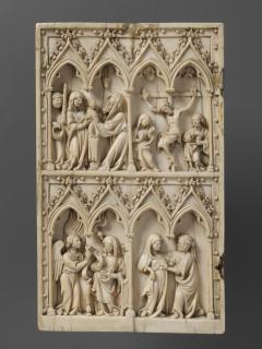 Wing, left (part of a diptych), 2 registers, 4 arches across (frise d'arcatures; colonnettes) (Front)