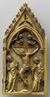 Gabled panel (fragment of a diptych or polyptych), 1 register, 1 arch across (Front)