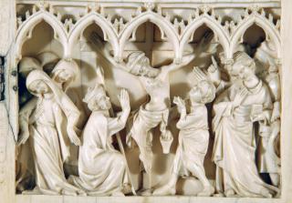 Diptych, 3 registers, 5 arches across (frise d'arcatures) (Detail, right wing)