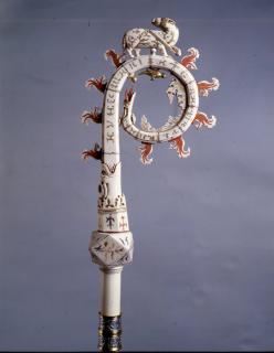Painted crozier (crosse) (Detail, side)