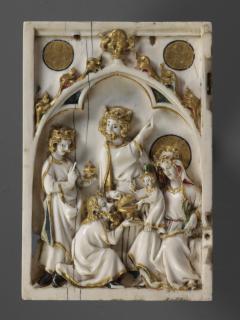 Polyptych, 1 register, with arches (frise d'arcatures; plaquettes) (Wing, left)