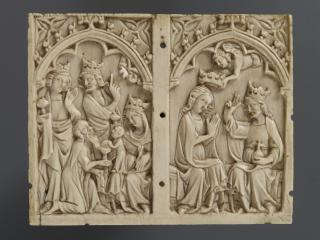 Panel (fragment of a casket), 1 register, 2 arches across (coffret; frise d'arcatures) (Front)