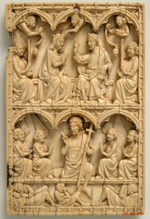 Wing, right (fragment of a diptych), 2 registers, 3 arches across (frise d'arcatures) (Front)