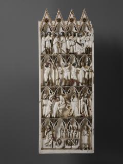 Panel with gables, 4 registers, 4 arches across (frise d'arcatures); also known as the Salting leaf (Front)