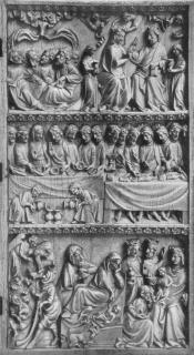 Diptych, 3 registers, bands of rosettes (décor de roses) (Wing, right)