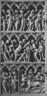 Diptych, 3 registers, 5 arches across (frise d'arcatures; colonnette) (Wing, left)