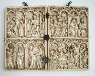 Diptych, 2 registers, 4 arches across (frise d'arcatures; colonnettes) (Front)