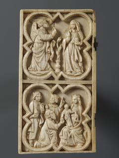 Diptych, 2 registers, with quatrefoils (quatre-feuilles) (Wing, left)