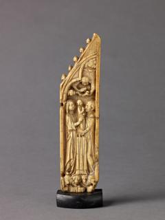 Gabled wing, right (fragment of a polyptych; upper register), 1 register, 1 half arch across (tabernacle) (Front)