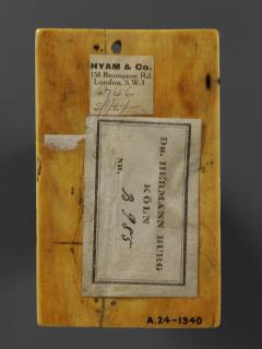 Wing, right (fragment of a diptych), 1 register, 3 arches across (plaquette; frise d'arcatures) (Back)
