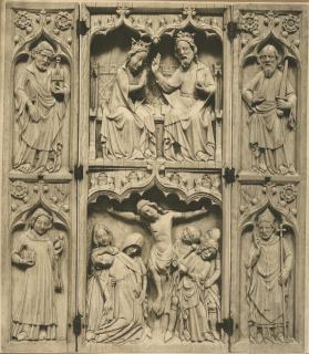 Triptych, 2 registers, with ogee arches; known as the Triptych of John Grandisson (Front)