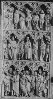 Diptych, 3 registers, 3 arches across (frise d'arcatures; colonnettes) (Wing, left)
