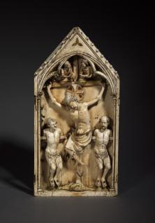 Gabled centre panel, 1 register, 1 arch across (fragment of a triptych; colonnettes) (Front)