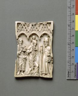 Wing, left (fragment of a diptych), 1 register, 3 arches across (plaquette; frise d'arcatures) (Front)