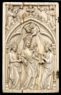 Wing, left (fragment of a diptych), 1 register, 1 arch across (plaquette; colonnettes) (Front)