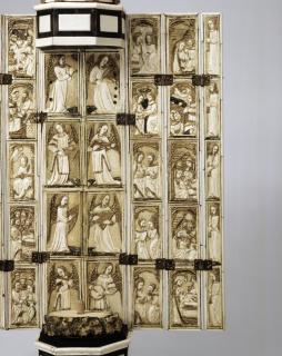 Polyptych, 5 registers (wings), 4 registers (centre panel) (tabernacle) (Detail)